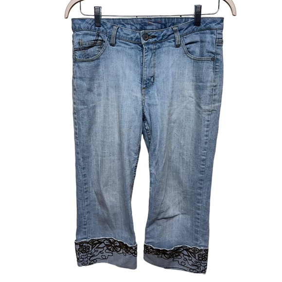 Y2K Embroidered Denim Capri 10T - Picture 1 of 4